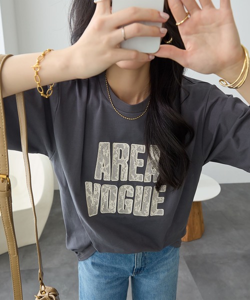 ReDial(リダイアル)の「レースロゴTシャツ(Tシャツ/カットソー・レディース・ライトグレー/チャコールグレー/ホワイト・M/L/LL/3L)」の11枚目の写真