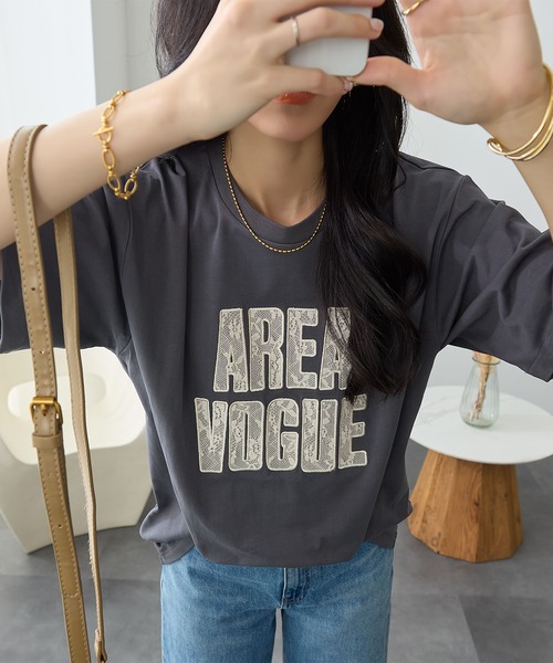 ReDial(リダイアル)の「レースロゴTシャツ(Tシャツ/カットソー・レディース・ライトグレー/チャコールグレー/ホワイト・M/L/LL/3L)」の12枚目の写真