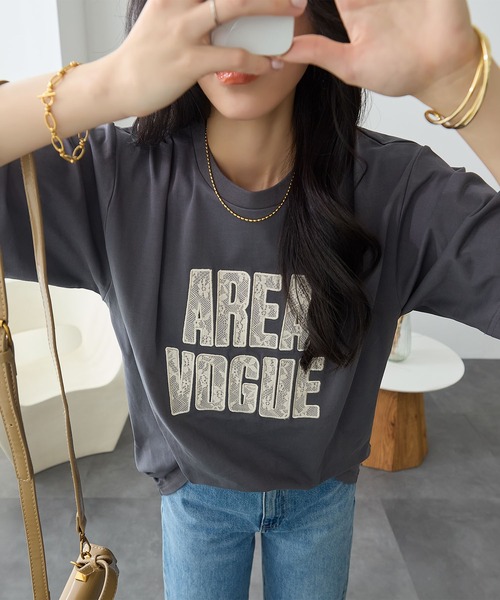 ReDial(リダイアル)の「レースロゴTシャツ(Tシャツ/カットソー・レディース・ライトグレー/チャコールグレー/ホワイト・M/L/LL/3L)」の13枚目の写真