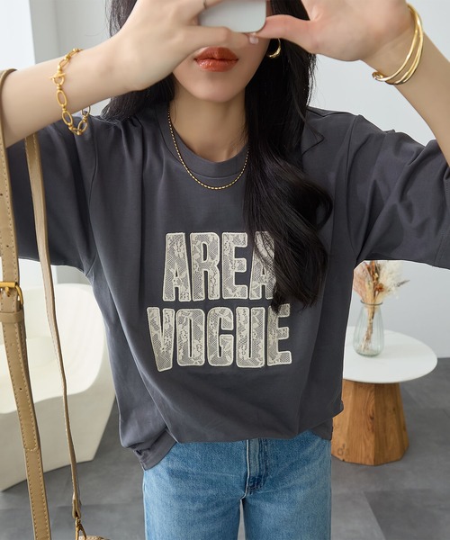 ReDial(リダイアル)の「レースロゴTシャツ(Tシャツ/カットソー・レディース・ライトグレー/チャコールグレー/ホワイト・M/L/LL/3L)」の14枚目の写真