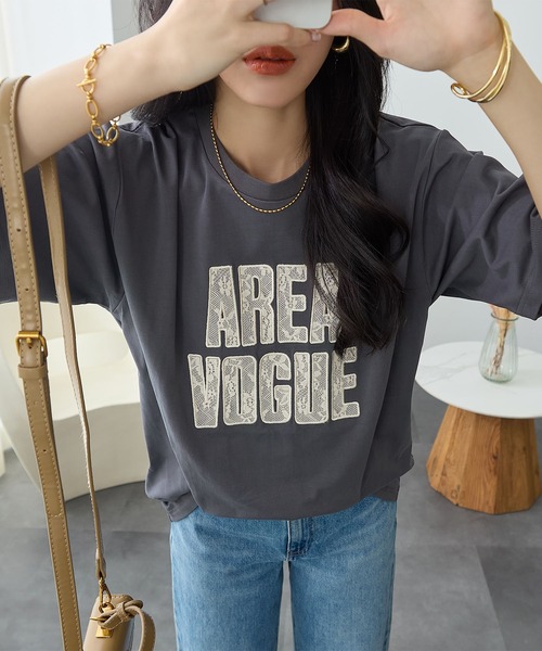 ReDial(リダイアル)の「レースロゴTシャツ(Tシャツ/カットソー・レディース・ライトグレー/チャコールグレー/ホワイト・M/L/LL/3L)」の16枚目の写真