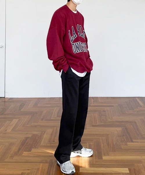 NOWLE（ノウル）の「【NOWLE】LA SALLE UNIVERSITY アーチロゴ カレッジプリント クルーネック スウェット（スウェット・メンズ・ワインレッド/ブラック・MEDIUM/SMALL/X-LARGE/LARGE）」の4枚目の写真