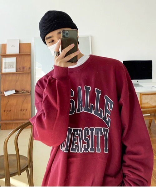 NOWLE（ノウル）の「【NOWLE】LA SALLE UNIVERSITY アーチロゴ カレッジプリント クルーネック スウェット（スウェット・メンズ・ワインレッド/ブラック・MEDIUM/SMALL/X-LARGE/LARGE）」の5枚目の写真