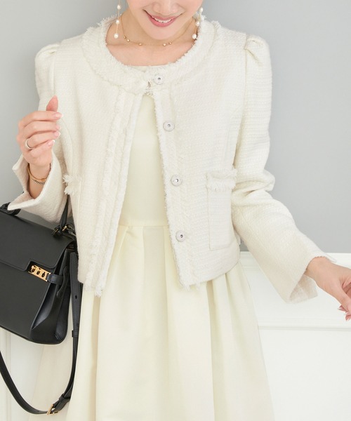 Liala×PG（リアラバイピージー）の「オケージョン フリンジ ショート ジャケット Liala×PG（その他アウター・レディース・アイボリー/ネイビー・L）」の2枚目の写真