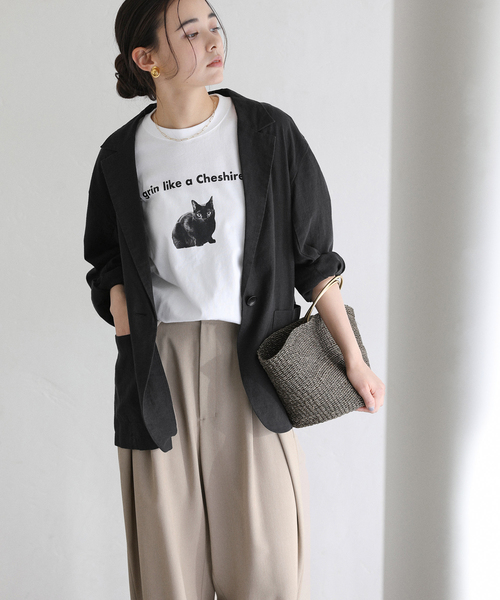 La TOTALITE（ラトータリテ）の「【洗える】ウォッシャブルリネン混ジャケット（テーラードジャケット・レディース・ブラック/ベージュ/ホワイト・36/38）」の7枚目の写真