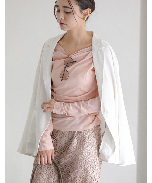 La TOTALITE（ラトータリテ）の「【洗える】ウォッシャブルリネン混ジャケット（テーラードジャケット・レディース・ブラック/ベージュ/ホワイト・36/38）」の14枚目の写真