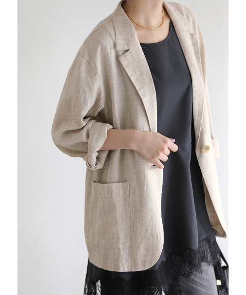 La TOTALITE（ラトータリテ）の「【洗える】ウォッシャブルリネン混ジャケット（テーラードジャケット・レディース・ブラック/ベージュ/ホワイト・36/38）」の20枚目の写真