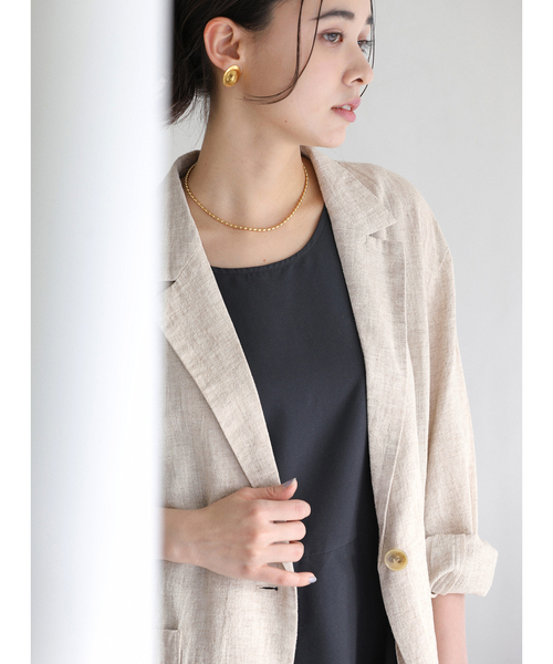 La TOTALITE（ラトータリテ）の「【洗える】ウォッシャブルリネン混ジャケット（テーラードジャケット・レディース・ブラック/ベージュ/ホワイト・36/38）」の22枚目の写真