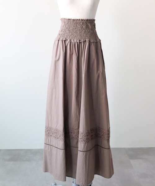 DOLLUPOOPS(ドールアップウップス)の「Lace Shirring Skirt(レースシャーリングスカート)(スカート・レディース・ブラウン/ブラック/カーキ・FREE)」の3枚目の写真