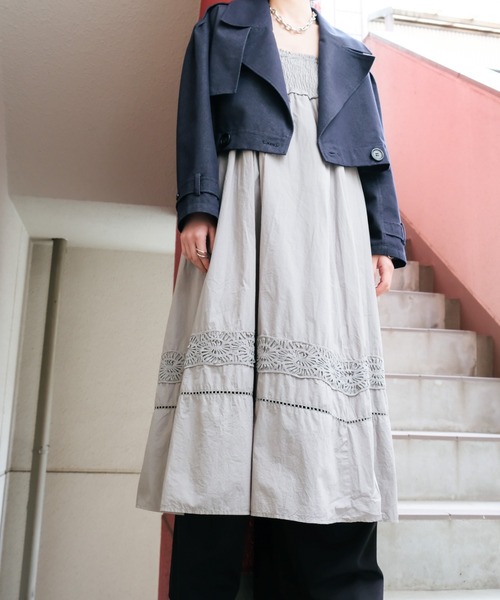 DOLLUPOOPS(ドールアップウップス)の「Lace Shirring Skirt(レースシャーリングスカート)(スカート・レディース・ブラウン/ブラック/カーキ・FREE)」の1枚目の写真