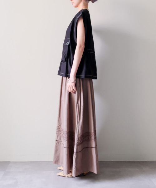 DOLLUPOOPS(ドールアップウップス)の「Lace Shirring Skirt(レースシャーリングスカート)(スカート・レディース・ブラウン/ブラック/カーキ・FREE)」の4枚目の写真
