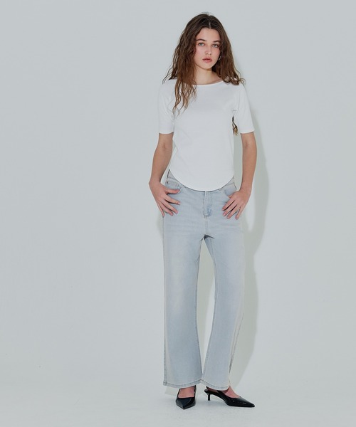 coca（coca）（コカ）の「ムーヴデニムストレートパンツ（デニムパンツ・レディース・ホワイト/ライトブルー・S/M/L）」の9枚目の写真