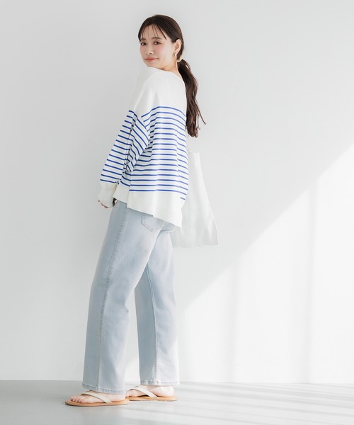 coca（coca）（コカ）の「ムーヴデニムストレートパンツ（デニムパンツ・レディース・ホワイト/ライトブルー・S/M/L）」の13枚目の写真
