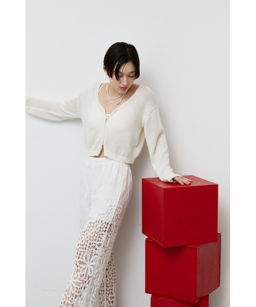 ANF.MUU(アンフムー)の「ダブルジップショートカーディガン(カーディガン/ボレロ・レディース・ライトブルー/ライトグレー/ホワイト・FREE)」の6枚目の写真