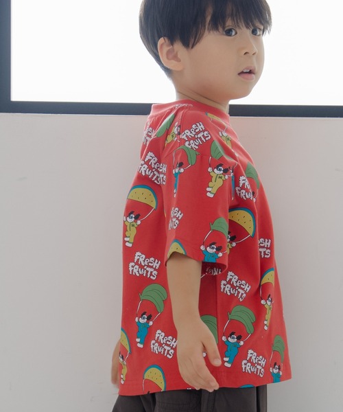 MAKE YOUR DAY(メイクユアデイ)の「フルーツパラシュート総柄半袖Tシャツ■80~140cm(Tシャツ/カットソー・キッズ・ブルー/レッド・130/120/90/80/140/110/100)」の6枚目の写真