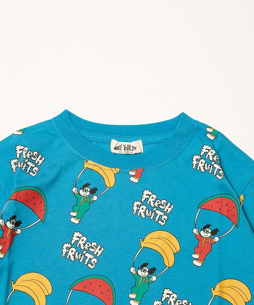 MAKE YOUR DAY(メイクユアデイ)の「フルーツパラシュート総柄半袖Tシャツ■80~140cm(Tシャツ/カットソー・キッズ・ブルー/レッド・130/120/90/80/140/110/100)」の9枚目の写真