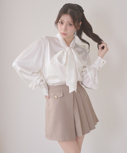Ambre Neige（アンブルネージュ）の「bow tie blouse / ボウタイブラウス（シャツ/ブラウス・レディース・オフホワイト/ライトピンク/ライトブルー/ダークブラウン/アイボリー・FREE）」の9枚目の写真