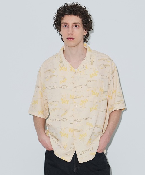 coca(coca)(コカ)の「リネンライクアロハ柄半袖シャツ(シャツ/ブラウス・メンズ・アイボリー/ブルー・L/M/XL)」の16枚目の写真