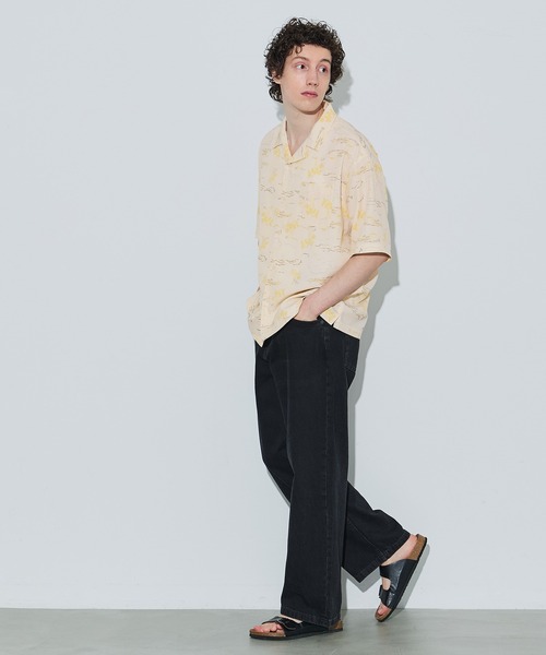 coca(coca)(コカ)の「リネンライクアロハ柄半袖シャツ(シャツ/ブラウス・メンズ・アイボリー/ブルー・L/M/XL)」の3枚目の写真