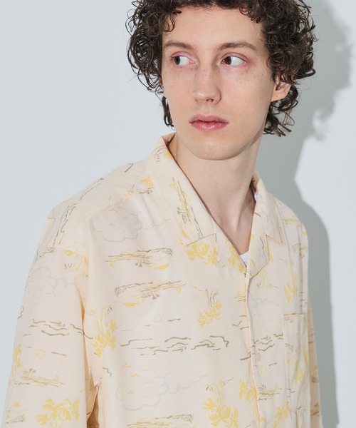 coca(coca)(コカ)の「リネンライクアロハ柄半袖シャツ(シャツ/ブラウス・メンズ・アイボリー/ブルー・L/M/XL)」の4枚目の写真