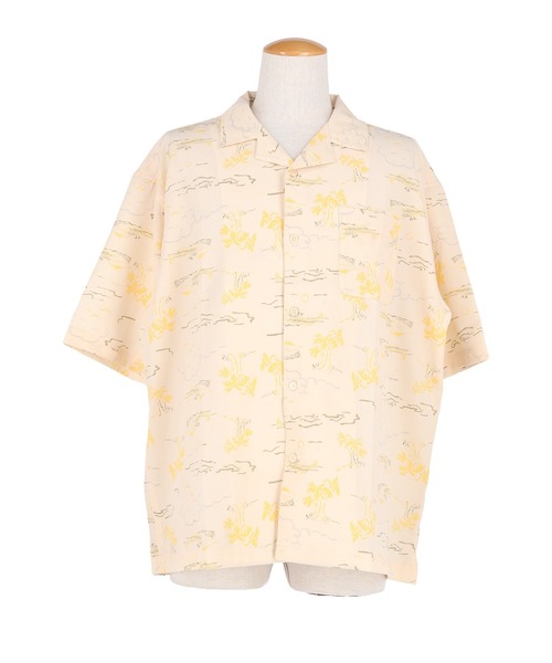 coca(coca)(コカ)の「リネンライクアロハ柄半袖シャツ(シャツ/ブラウス・メンズ・アイボリー/ブルー・L/M/XL)」の13枚目の写真