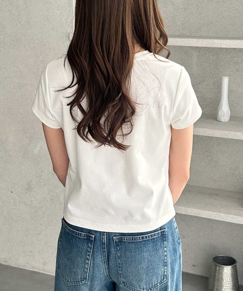 U.S. POLO ASSN.（ユーエスポロアッスン）の「【新色追加】GeeRA別注【U.S. POLO ASSN.】汗染み防止！ワンポイント刺繍コンパクトミニＴシャツ　無地/ボーダー（Tシャツ/カットソー・レディース・ブラック/オフホワイト/杢グレー/ホワイト系その他/ネイビー/ブラウン/ピンク・SMALL/MEDIUM/LARGE/X-LARGE）」の10枚目の写真