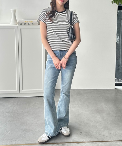 U.S. POLO ASSN.（ユーエスポロアッスン）の「【新色追加】GeeRA別注【U.S. POLO ASSN.】汗染み防止！ワンポイント刺繍コンパクトミニＴシャツ　無地/ボーダー（Tシャツ/カットソー・レディース・ブラック/オフホワイト/杢グレー/ホワイト系その他/ネイビー/ブラウン/ピンク・SMALL/MEDIUM/LARGE/X-LARGE）」の16枚目の写真