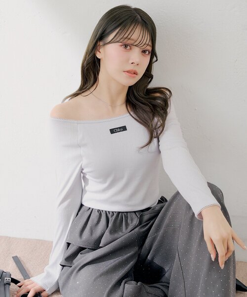 Chico(チコ)の「パターンメッシュカップ付レースコンパクトトップス(Tシャツ/カットソー・レディース・アイボリー/ブラック/ブルー/ホワイト系その他2・FREE)」の4枚目の写真