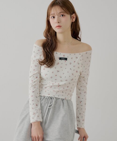 Chico(チコ)の「パターンメッシュカップ付レースコンパクトトップス(Tシャツ/カットソー・レディース・アイボリー/ブラック/ブルー/ホワイト系その他2・FREE)」の2枚目の写真