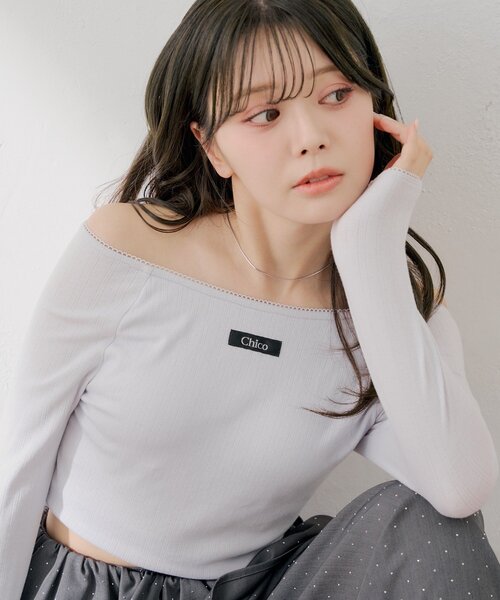 Chico(チコ)の「パターンメッシュカップ付レースコンパクトトップス(Tシャツ/カットソー・レディース・アイボリー/ブラック/ブルー/ホワイト系その他2・FREE)」の6枚目の写真