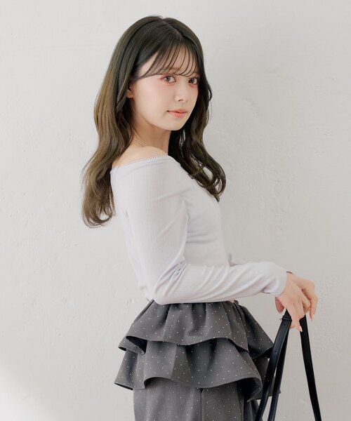 Chico(チコ)の「パターンメッシュカップ付レースコンパクトトップス(Tシャツ/カットソー・レディース・アイボリー/ブラック/ブルー/ホワイト系その他2・FREE)」の9枚目の写真