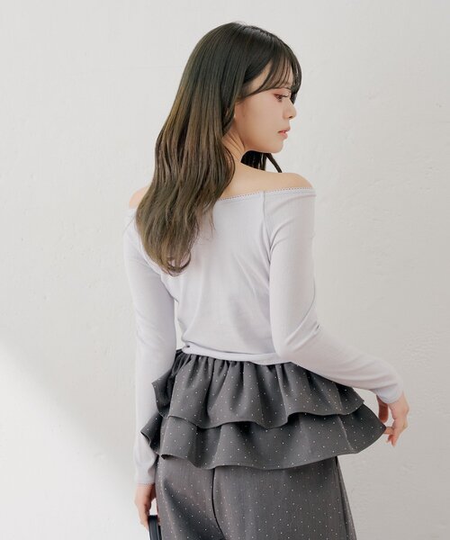 Chico(チコ)の「パターンメッシュカップ付レースコンパクトトップス(Tシャツ/カットソー・レディース・アイボリー/ブラック/ブルー/ホワイト系その他2・FREE)」の10枚目の写真