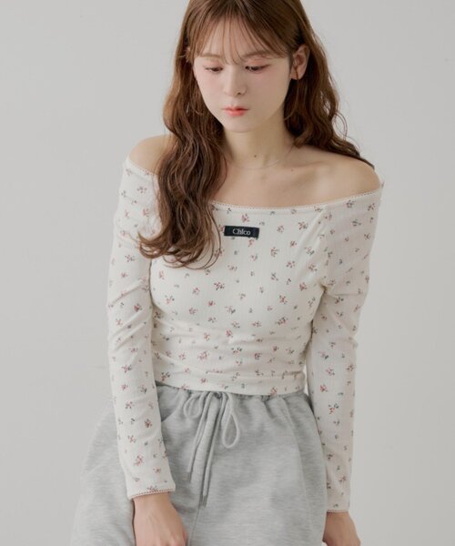 Chico(チコ)の「パターンメッシュカップ付レースコンパクトトップス(Tシャツ/カットソー・レディース・アイボリー/ブラック/ブルー/ホワイト系その他2・FREE)」の12枚目の写真