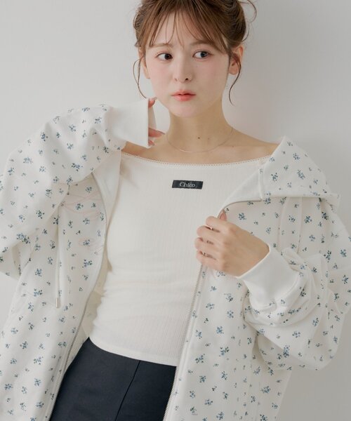 Chico(チコ)の「パターンメッシュカップ付レースコンパクトトップス(Tシャツ/カットソー・レディース・アイボリー/ブラック/ブルー/ホワイト系その他2・FREE)」の15枚目の写真