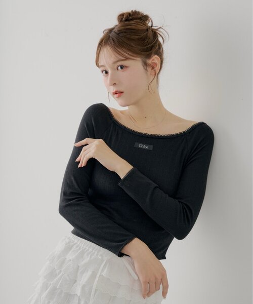 Chico(チコ)の「パターンメッシュカップ付レースコンパクトトップス(Tシャツ/カットソー・レディース・アイボリー/ブラック/ブルー/ホワイト系その他2・FREE)」の17枚目の写真