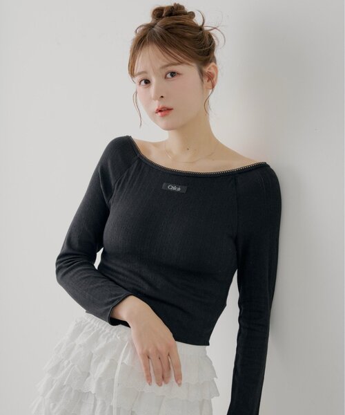 Chico(チコ)の「パターンメッシュカップ付レースコンパクトトップス(Tシャツ/カットソー・レディース・アイボリー/ブラック/ブルー/ホワイト系その他2・FREE)」の18枚目の写真