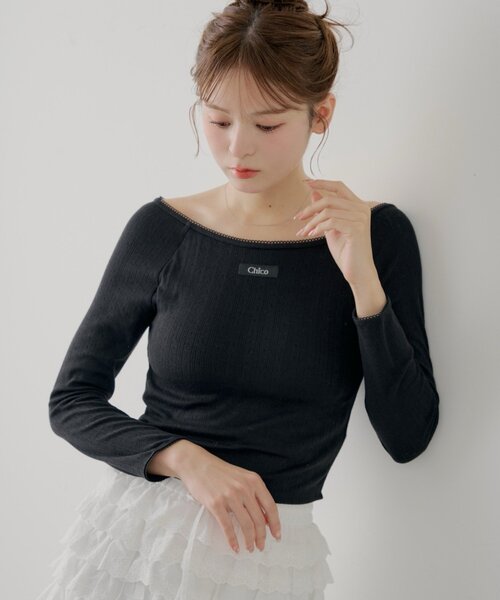 Chico(チコ)の「パターンメッシュカップ付レースコンパクトトップス(Tシャツ/カットソー・レディース・アイボリー/ブラック/ブルー/ホワイト系その他2・FREE)」の19枚目の写真