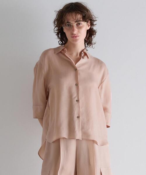 martinique（マルティニーク）の「シルキーキュプラオーバーサイズスリーブシャツ（セットアップ可）（シャツ/ブラウス・レディース・ピンク・FREE）」の3枚目の写真