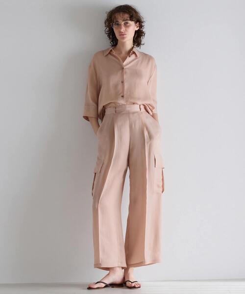 martinique（マルティニーク）の「シルキーキュプラオーバーサイズスリーブシャツ（セットアップ可）（シャツ/ブラウス・レディース・ピンク・FREE）」の6枚目の写真