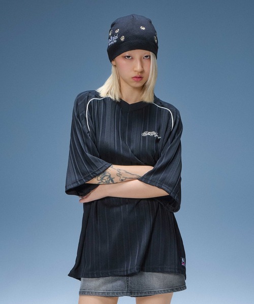 X-girl（エックスガール）の「DENIM SKORT（デニムスカート・レディース・ブラック/ライトインディゴブルー・S/M）」の10枚目の写真