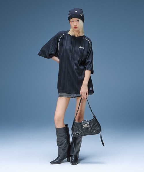 X-girl（エックスガール）の「DENIM SKORT（デニムスカート・レディース・ブラック/ライトインディゴブルー・S/M）」の11枚目の写真