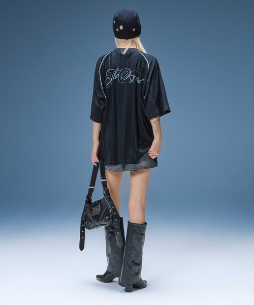 X-girl（エックスガール）の「DENIM SKORT（デニムスカート・レディース・ブラック/ライトインディゴブルー・S/M）」の12枚目の写真