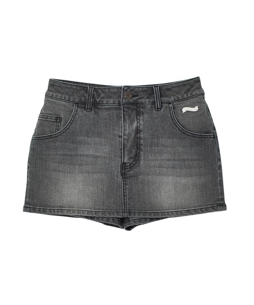 X-girl（エックスガール）の「DENIM SKORT（デニムスカート・レディース・ブラック/ライトインディゴブルー・S/M）」の18枚目の写真
