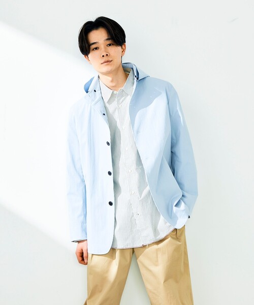 GLOSTER(グロスター)の「【GLOSTER名品アウター】スタンドフードブルゾン(ブルゾン・メンズ・ブラック/サックスブルー/ネイビー・L/M/S)」の7枚目の写真