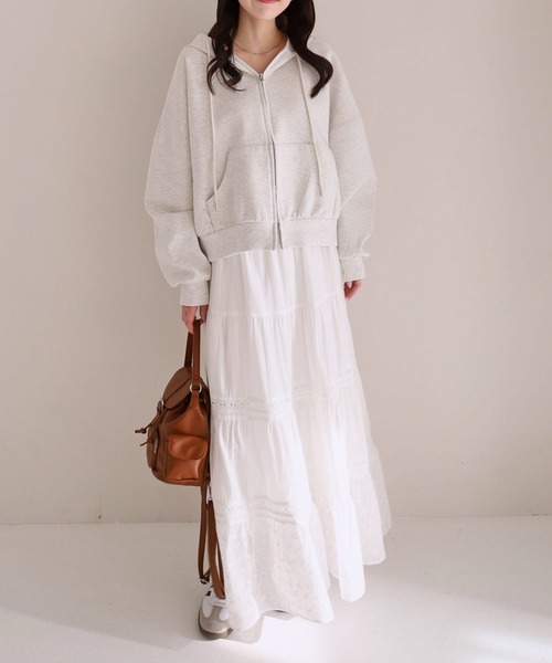 archives(アルシーヴ)の「コットンレースティアードスカート(スカート・レディース・ブラック/オフホワイト・MEDIUM)」の7枚目の写真