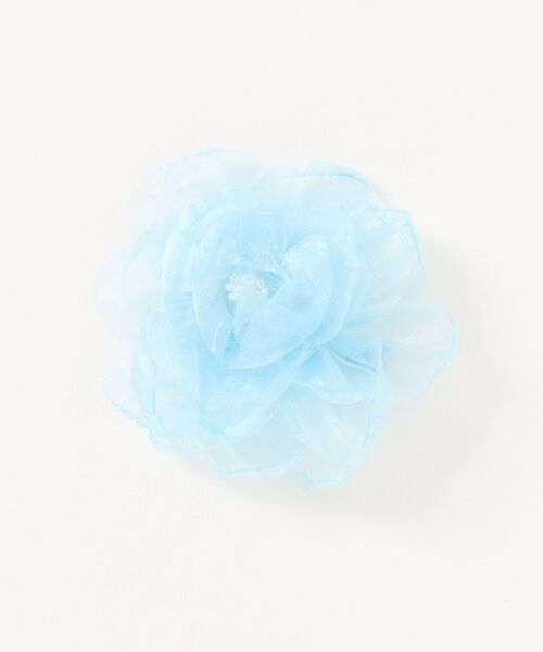 apres les cours(アプレレクール)の「チュールお花ヘアクリップ(バレッタ/ヘアクリップ・キッズ・ピンク/サックスブルー・FREE)」の2枚目の写真