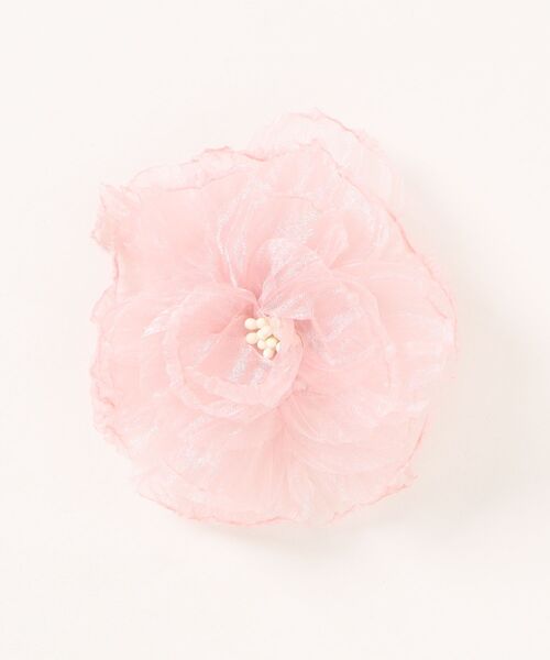 apres les cours(アプレレクール)の「チュールお花ヘアクリップ(バレッタ/ヘアクリップ・キッズ・ピンク/サックスブルー・FREE)」の1枚目の写真