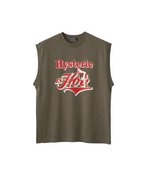HYSTERIC GLAMOUR（ヒステリックグラマー）の「HYSTERIC IS HOT ノースリーブTシャツ（キャミソール・メンズ・ホワイト/カーキ/ブラック・SMALL/MEDIUM/LARGE/X-LARGE）」の3枚目の写真