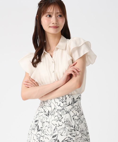 MISCH MASCH(ミッシュマッシュ)の「2026春夏新作 襟付きダブル袖シアーブラウス(シャツ/ブラウス・レディース・ブルー/ベージュ/ネイビー・フリ-)」の4枚目の写真