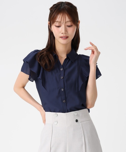 MISCH MASCH(ミッシュマッシュ)の「2026春夏新作 襟付きダブル袖シアーブラウス(シャツ/ブラウス・レディース・ブルー/ベージュ/ネイビー・フリ-)」の6枚目の写真
